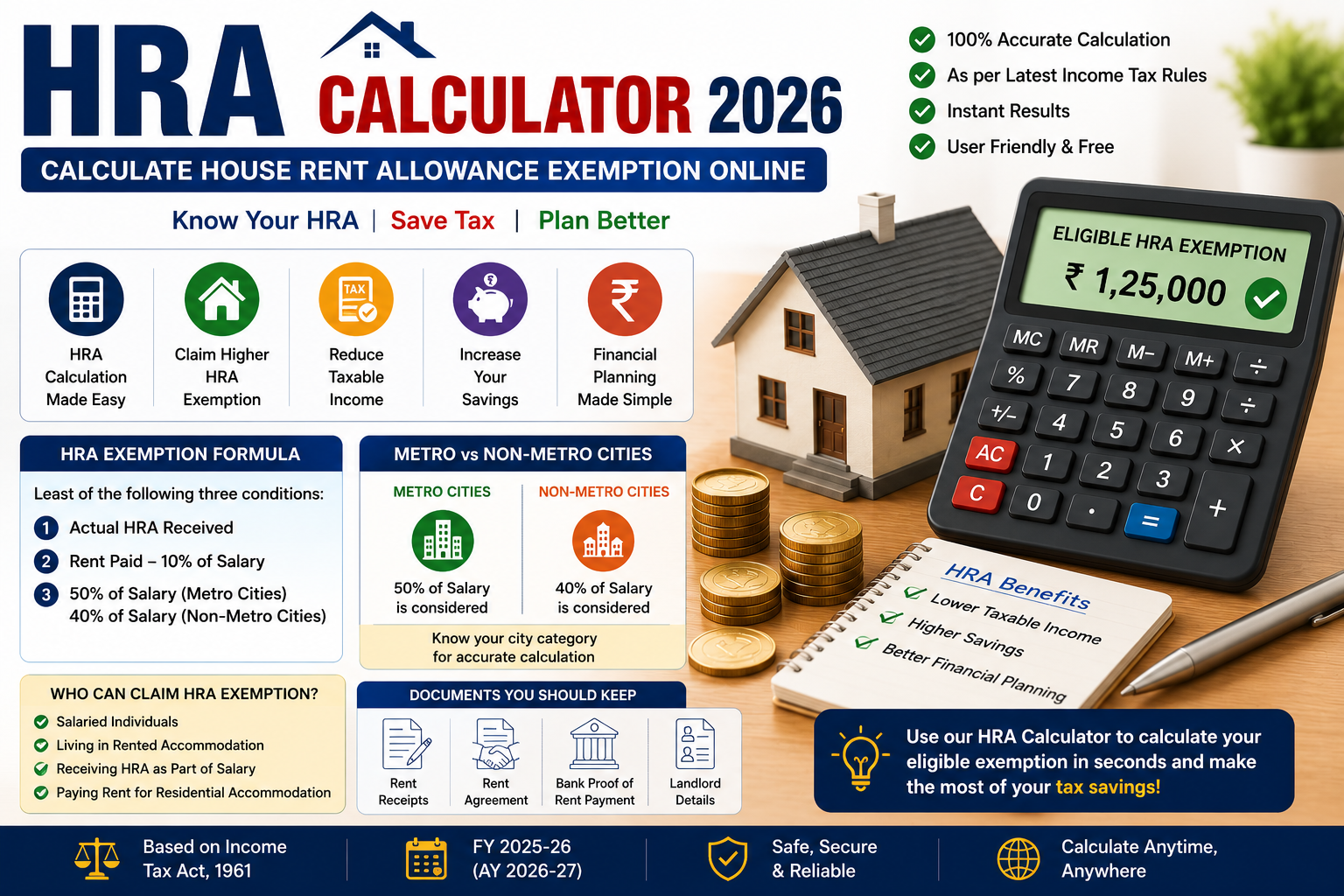 HRA Calculator 2026 Calculate_House Rent Allowance Exemption